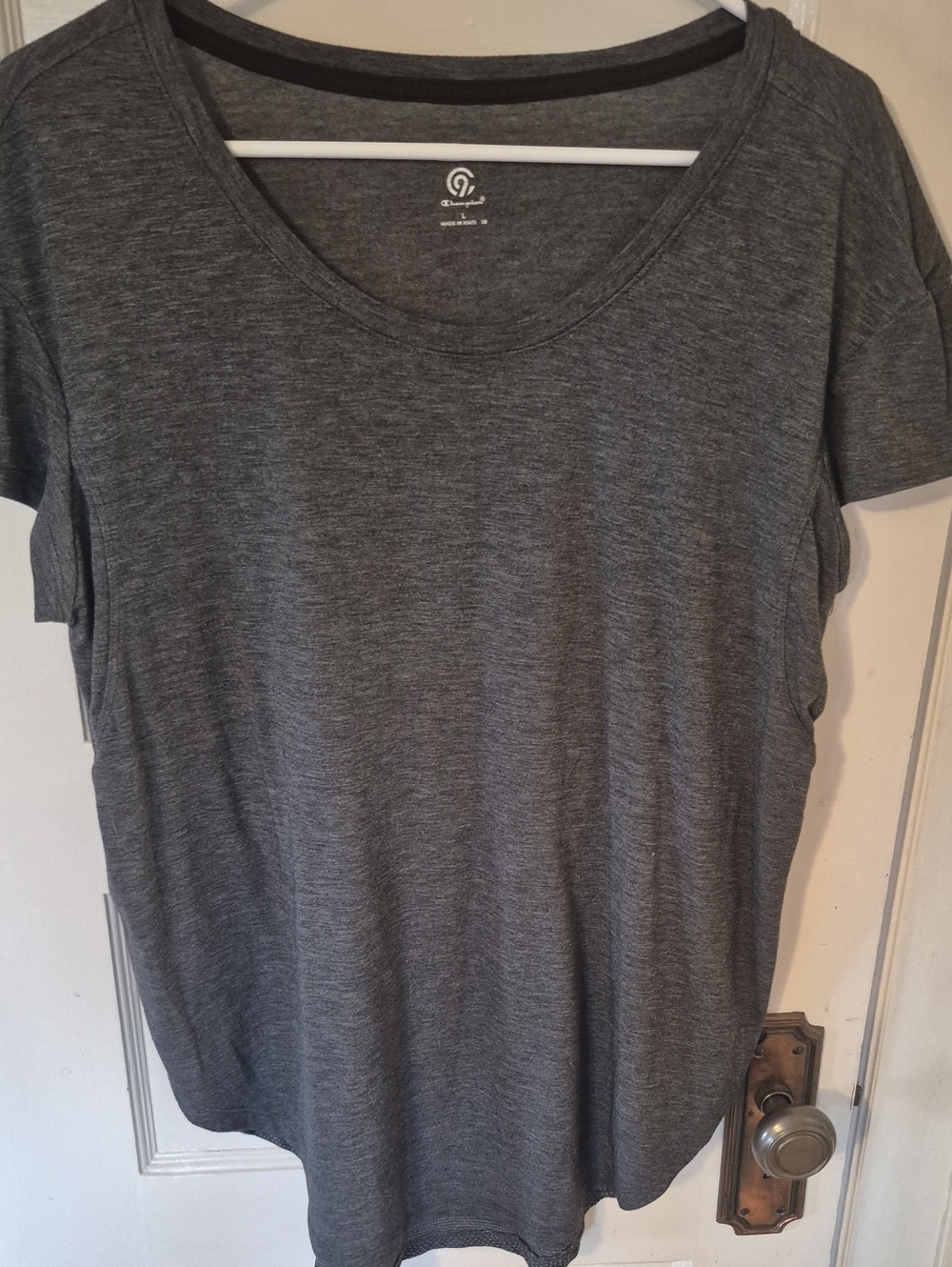 Champion Women's Heather Charcoal Scoop Neck Short Sleeve Tee
